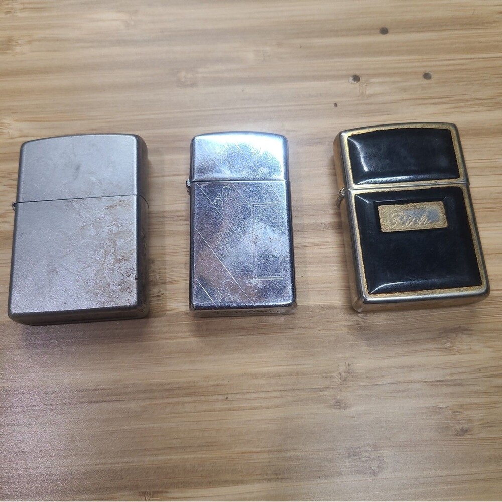 Vintage Zippo Lighters - Lot of 3. VII, III, 11. Non-working